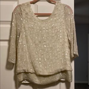 Brand new, hand-beaded silk Parker top